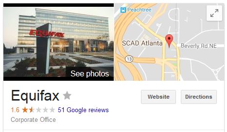 Equifax Horrible Reviews on Google